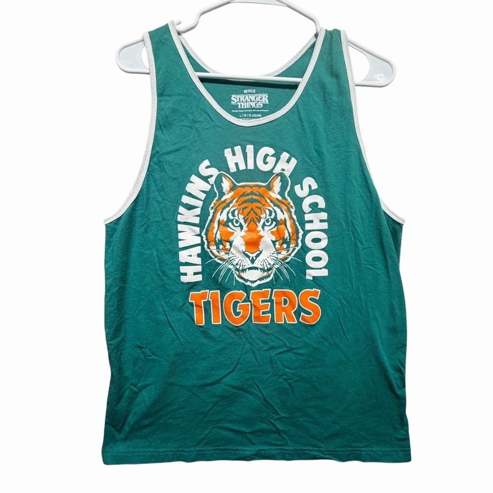 Netflix Stranger Things‎ Hawkins High School Tigers Tank Top Green Youth Large